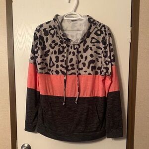 Leopard Print Colorblock Hoodie